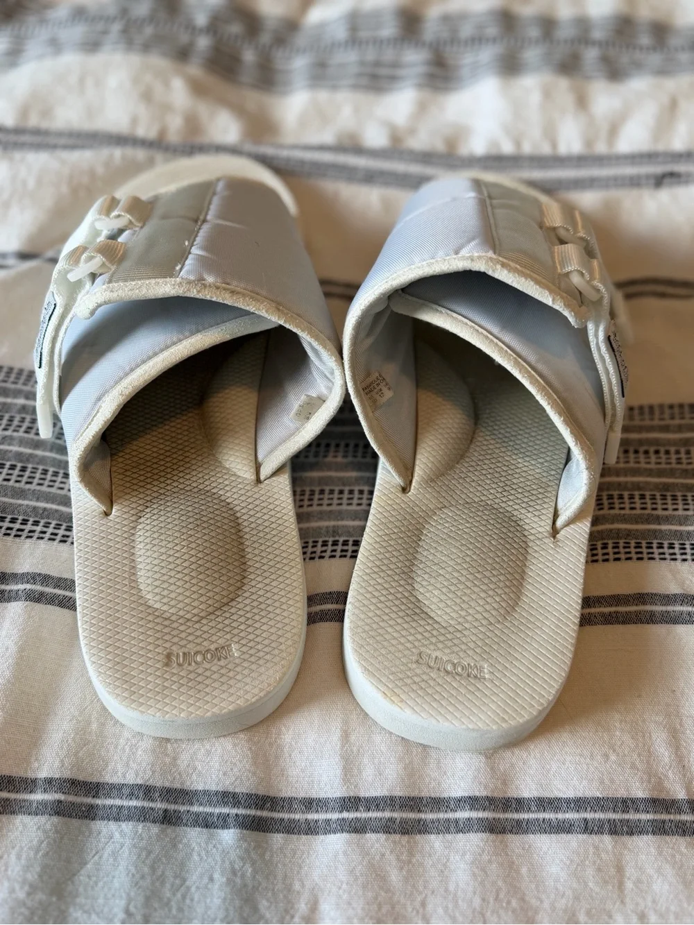 Suicoke Cream/White Slide Sandals Straps